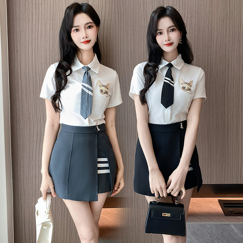 2024 new beautician work clothes health center foot bath shop foot therapy bath foot road work clothes stewardess uniform suit