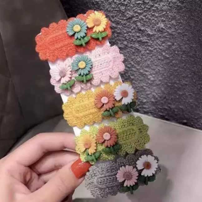 Niedliche Gänseblümchen Haarspange Für Mädchen Gestrickte Spange_voghion.com