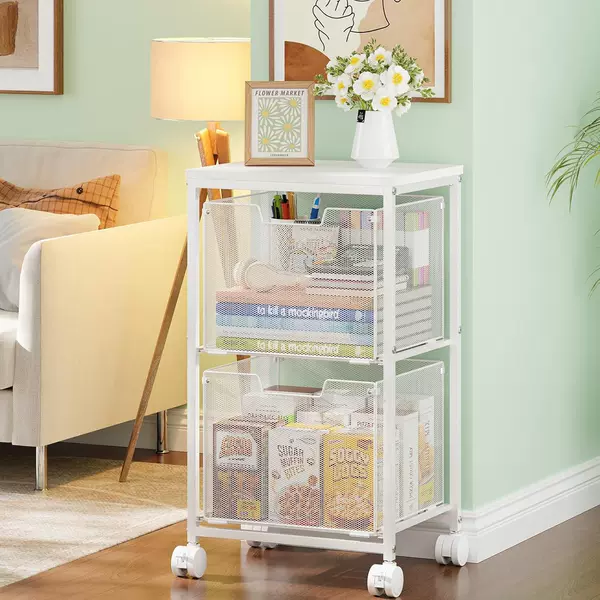 Cross-border large-capacity movable file cabinet for home office, multifunctional storage cart with drawers, file trolley