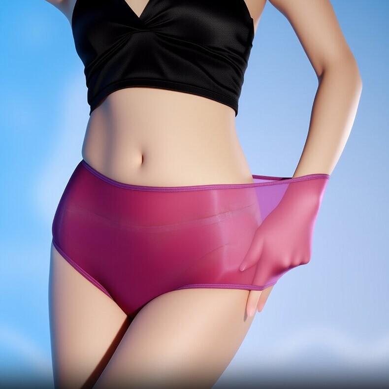 Sexy and Alluring See-Through Glossy Triangle Panties, Ultra-Thin Silky Breathable Transparent Seamless Couple's Ice Silk Underwear
