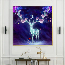 满钻新款钻石画2022卡通动物麋鹿点贴钻十字绣梅花鹿卧室简约现代