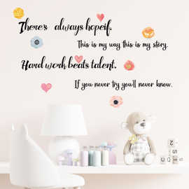英文花朵墙贴箴言跨境可移除卧室客厅卡通儿童房贴纸装饰PHT3208