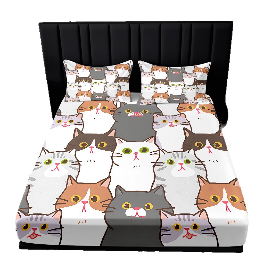TEMU / JIT transfronterizo para animados gatitos de alta definición impresión digital kit de cama de cama de fábrica directa para imprimir