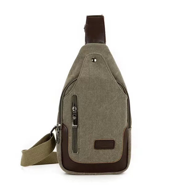 Foreign trade export new men's crossbody chest bag casual canvas sports fashion style simple commuter wear-resistant water Cup bag