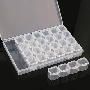 Manicure Tools and Jewelry Storage Box 28 Compartments Desktop Transparent Jewelry Storage Box Removable Mini Nail Drill Box