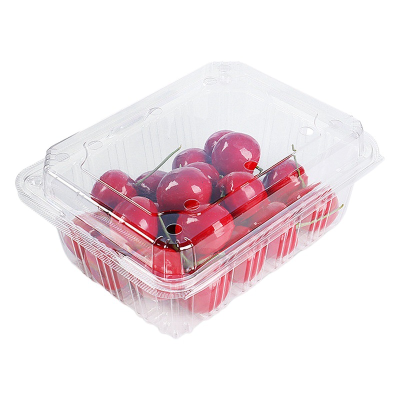 Caja de embalaje de plástico transparente para fruta con tapa, venta directa de fabricante, para fresas, cerezas y alimentos frescos de supermercado