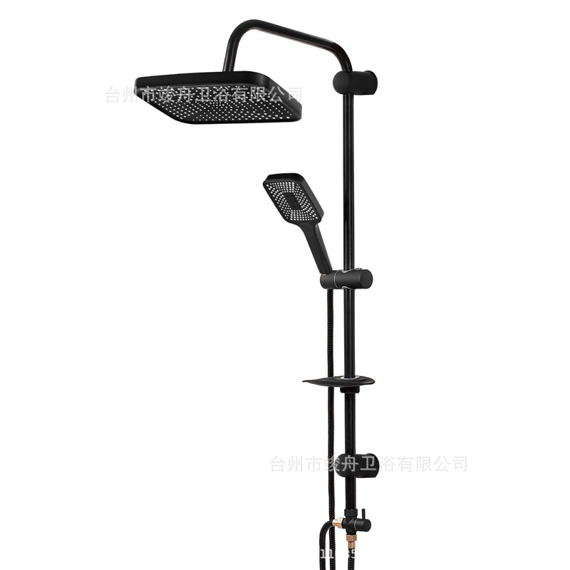 Ducha de cobre transfronterizo conjunto de ducha de válvula de mezcla negra bañera de grifo de ducha simple booster top