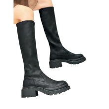 复古显瘦长筒靴女2025秋冬新款厚底弹力瘦瘦靴不过膝高筒骑士靴潮