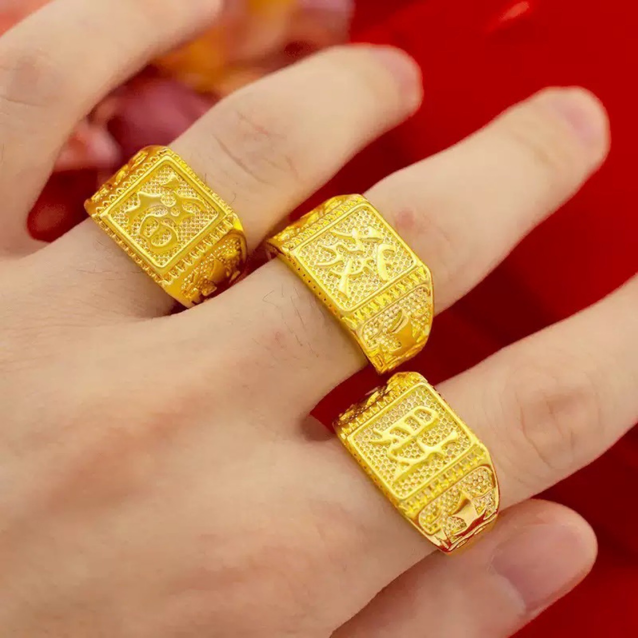 Factory Wholesale Anti-Gold Fortune Ring Men's Gold Ring Trendy Gold Classic Ring Domineering Open Ring