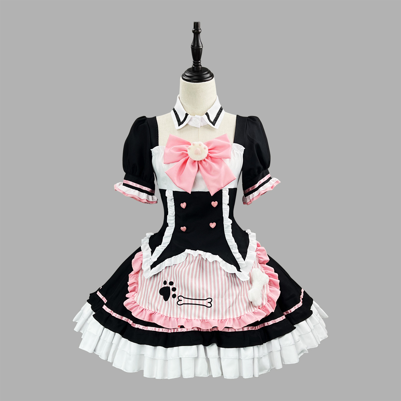New Lolita Cute Puppet Cos Cat Claw Bow Ties Embroidered Maid Lolita suit Women's Big Brother Cross