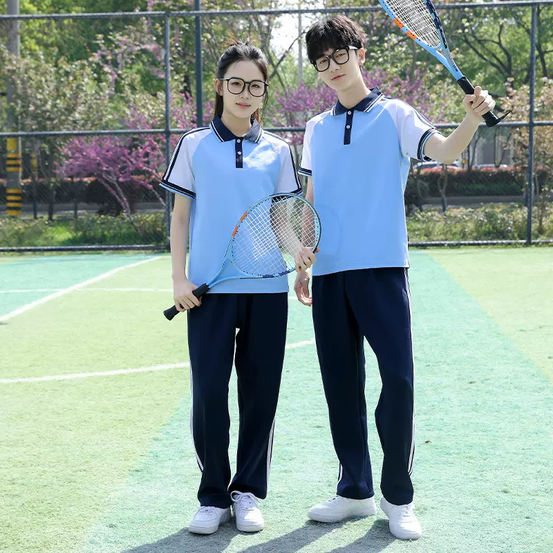 中学生初中高中三件套男女小学生运动会短袖班服校服套装运动风