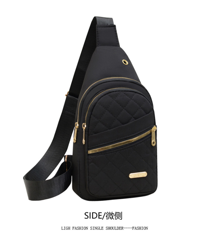 跨境简约女士胸包新款多层绣线大容量胸前背包少女户外休闲斜挎包|undefined