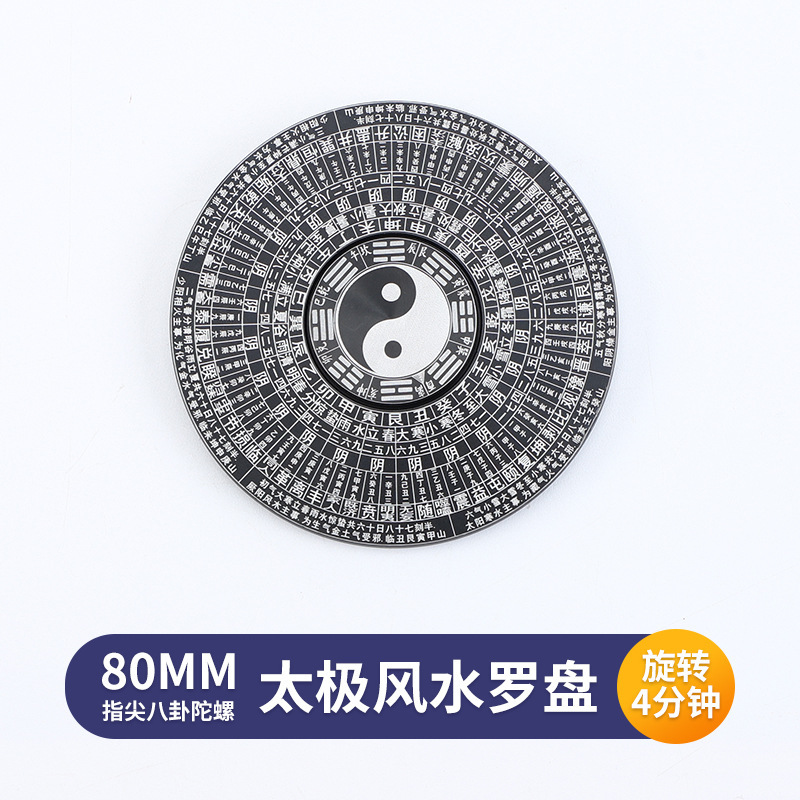 Gyro de la yema del dedo Taiji chisme brújula juguete negro tecnología Yi Jing 64 hexagrama giroscopio giratorio descompresión artefacto