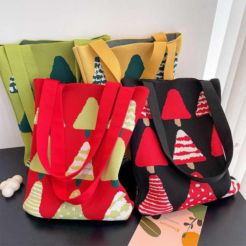 Femmes Moyen Tricoter Sapin De Noël Style Vintage Seau Ouvert Sac À Main display picture 1