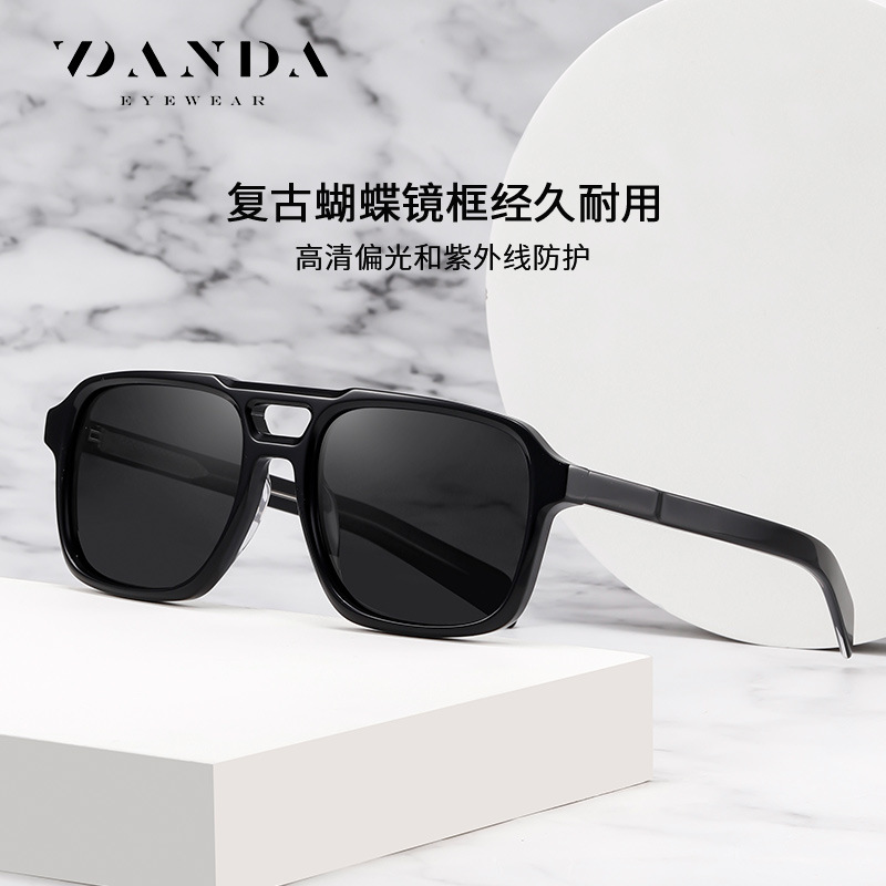 Lente polarizador de venta caliente de comercio exterior S32133 Gafas de sol de protección solar al aire libre transfronterizas de moda Gafas de sol hechas a mano con ácido acético