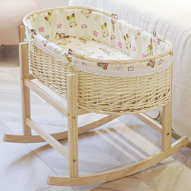 Rattan Cradle Bed Baby Cradle Sleeping Basket Car Carrier Portable Soothing Newborn Woven Bed Solid Wood
