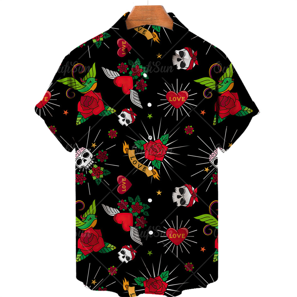 2024 nuevo estilo venta caliente transfronteriza camisa hawaiana para hombres playa suelta moda estampada camisa de manga corta para hombres