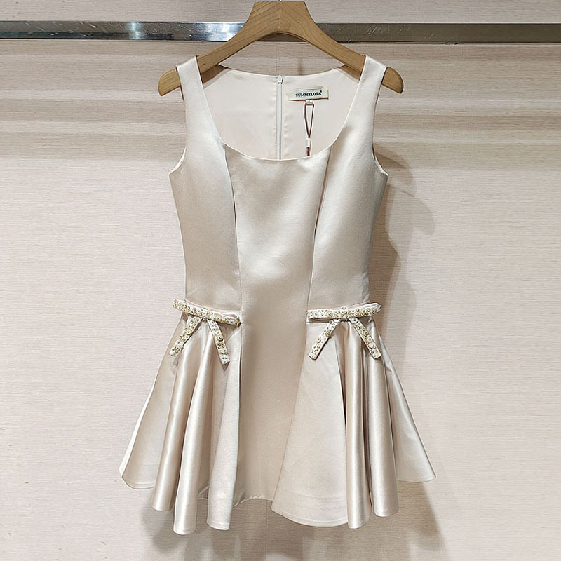 Shenzhen Nanyou 2026 Autumn Women's Clothing Xsj4L01D Retro Bow U-Shaped Collar Sleeveless Dress S260388 Shenzhen Nanyou 2026 Autumn Women's Clothing Xsj4L01D Retro Bow U-Shaped Collar Sleeveless Dress S260388