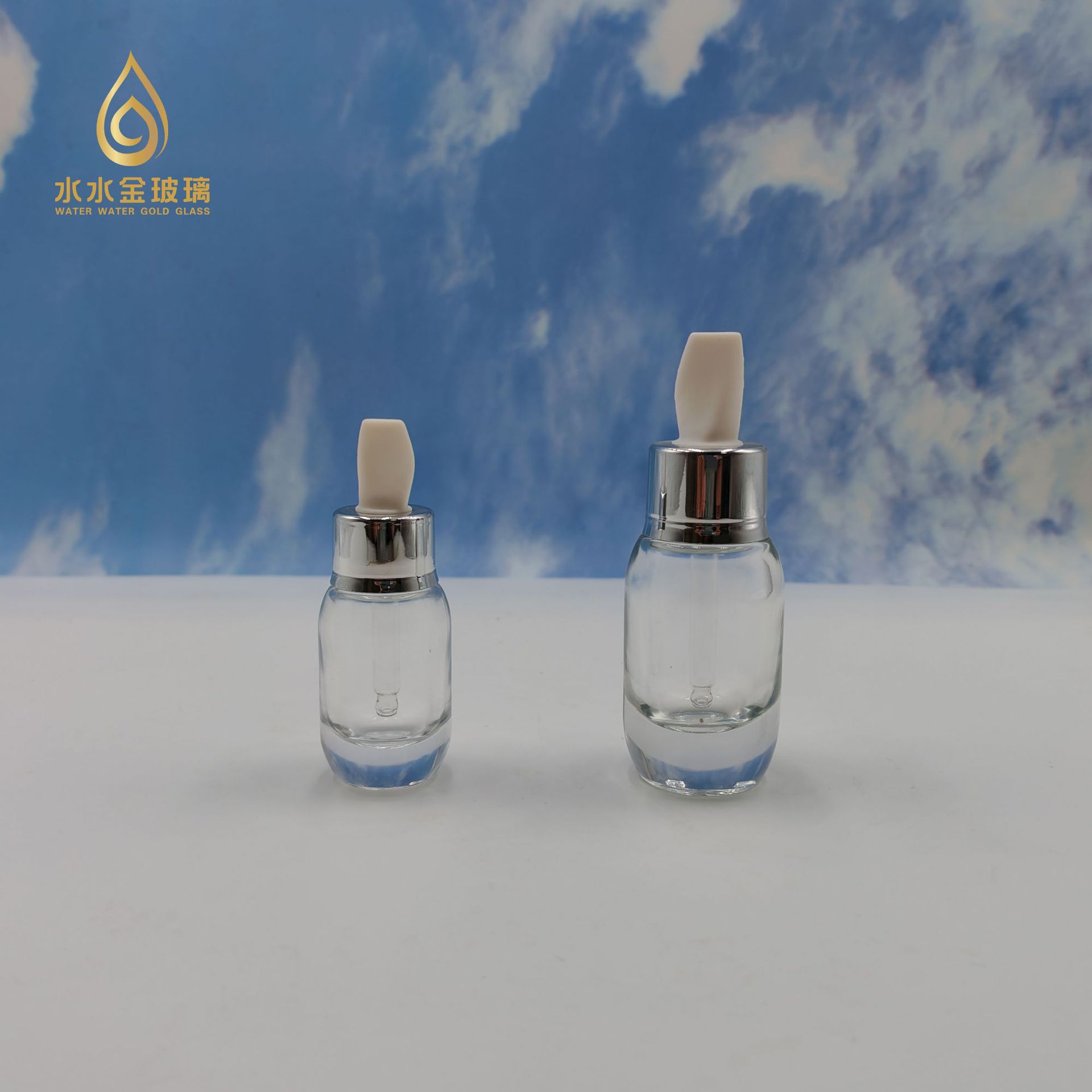 厂家现货爆款挑棒扁头滴管 15ml精油玻璃瓶 30ml50ml迷你精华液瓶