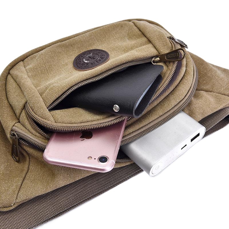 2025 Summer New Arrival Canvas Waist Bag Unisex Multifunctional Outdoor Sports Waist Bag Large Capacity Cash register Bag Crossbody Bag