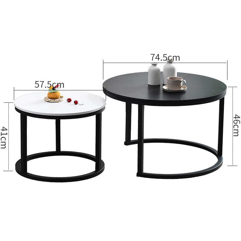 Venta directa de fábrica Mesa de centro pequeña de lujo ligero nórdico Sala de estar para el hogar Mesa de té simple creativa Mesa de té de combinación redonda moderna