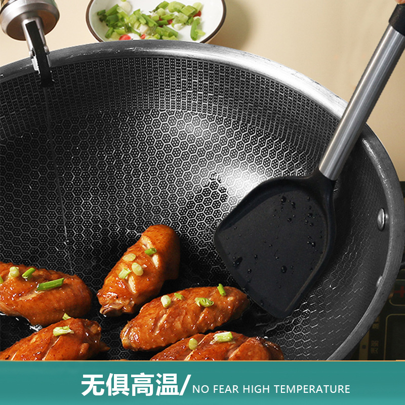 亞馬遜硅膠鍋鏟湯勺15件套不鏽鋼硅膠鏟不粘鍋硅膠廚具套裝批發