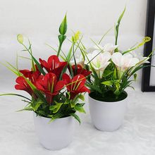含盆仿真花摆件客厅摆设塑料花假花小盆栽室内装饰花干花套装