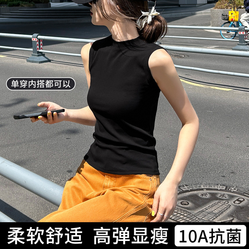 Summer Cotton White Sleeveless Vest for Women, Thin Style to Cover Side Breasts, Slim Fit, Flattering, Can Be Worn as Outerwear or as a Base Layer