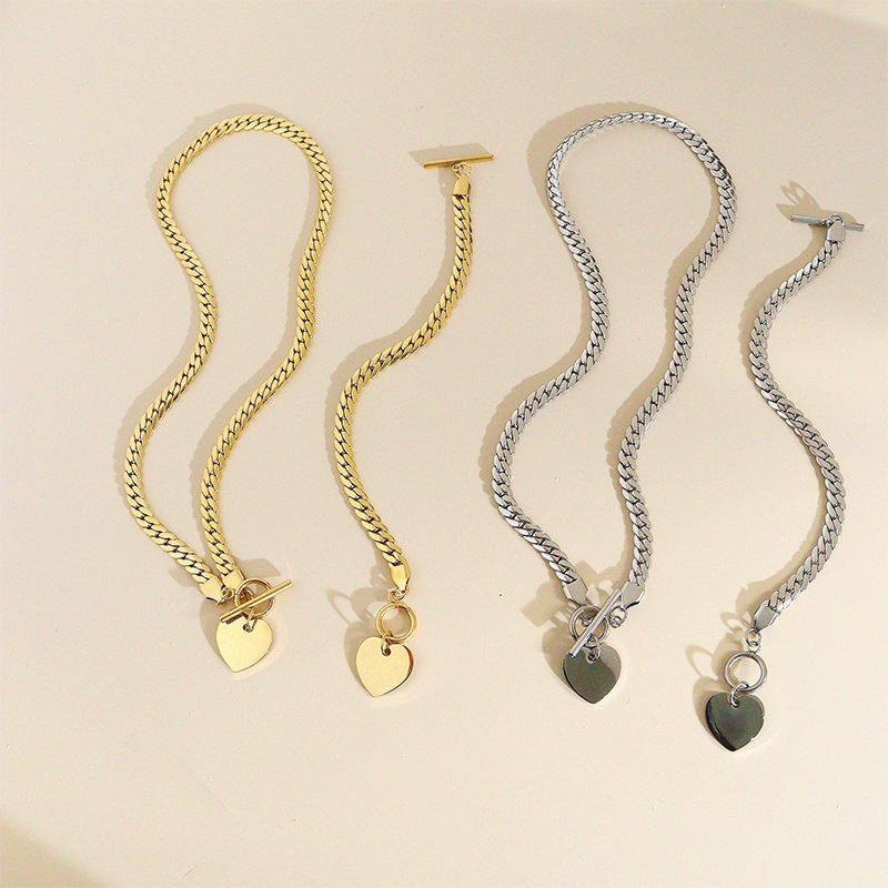 Fashion Heart Shape Stainless Steel Bracelets Necklace
