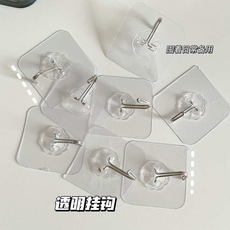 Transparent Hooks, No-Drill Adhesive Hooks, Strong Traceless Hooks for Market Stalls, Creative Plastic Hooks for Bathroom and Kitchen