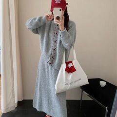 复古软糯毛衣套装女秋冬2025新款宽松慵懒设计感针织半身裙两件套