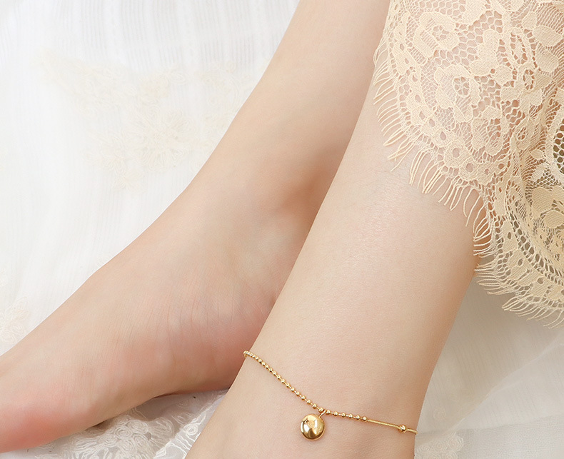 beads round letter good luck small gold bean anklet titanium steel foot ornament
