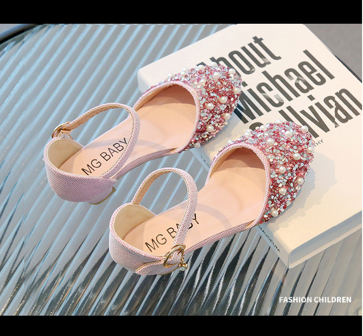 2024 Spring/Summer New Girl's Water Diamond Princess Small Leather Student Pearl Single Shoes Big Children's Dance Shoe_voghion.com