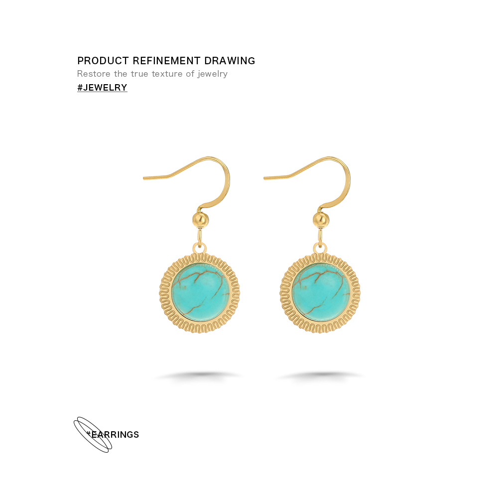 Mode Géométrique Acier Inoxydable Des Boucles D'oreilles Placage Turquoise Boucles D'oreilles En Acier Inoxydable display picture 2