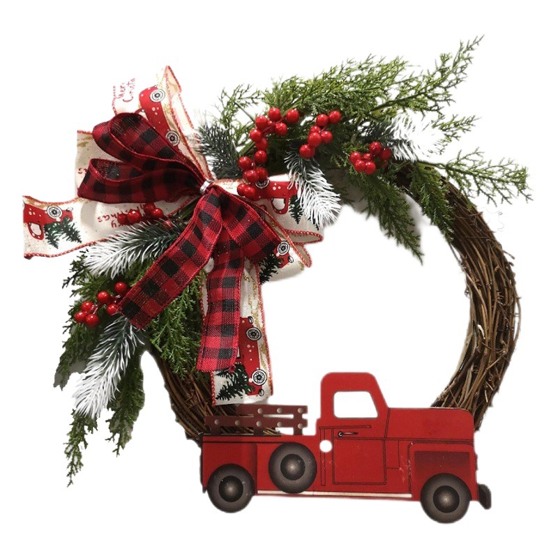 Hong Kong amor transfronterizo nuevo camión rojo Puerta de Navidad colgante granja camión rojo Garland Navidad guirnalda Decoración