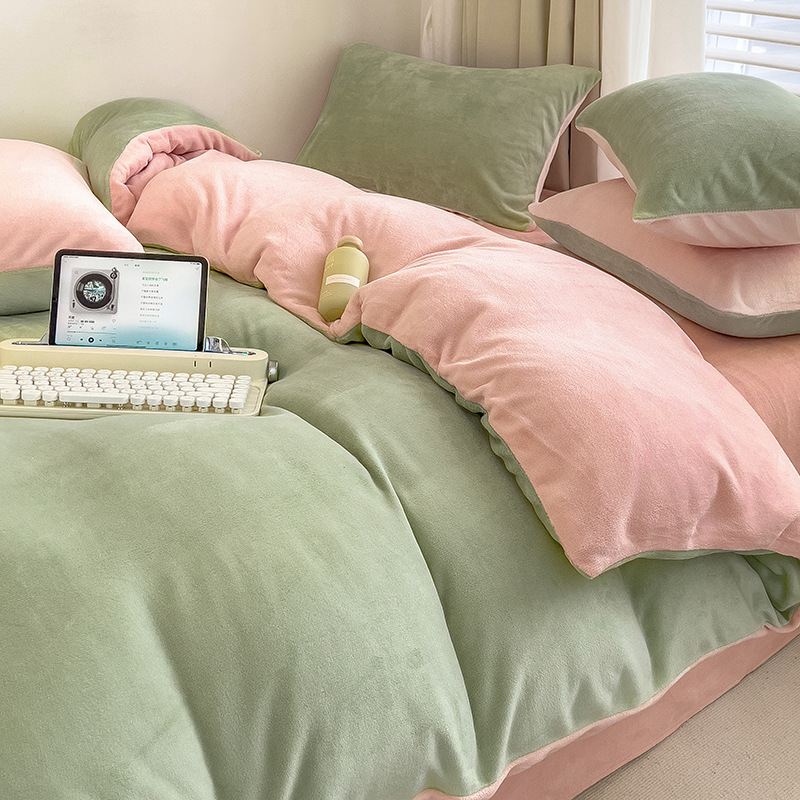 Fruit Green + light pink [high weight milk velvet double warm]]