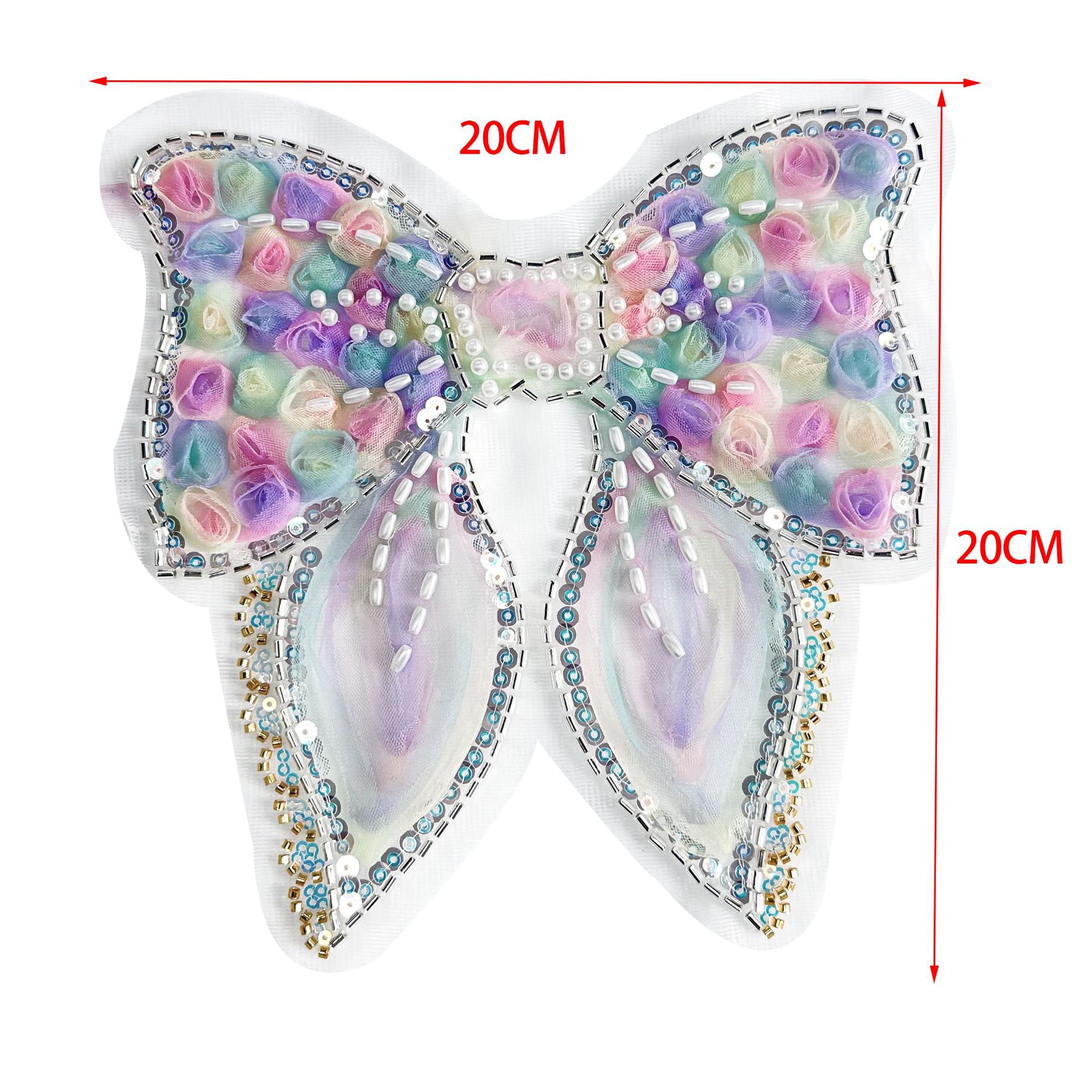 Fantástica flor tridimensional perla malla de arco de encaje pegado a mano sequinilla ropa accesorios image 5