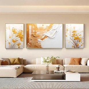 Dafen Oil Painting Village Living Room Decorative Painting Cream Atmosphere Sofa Background Wall Hanging Painting Advanced Sense Art Triple Mural
