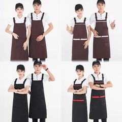 家用廚房防水防油圍裙雙肩調節H帶圍裙餐飲廣告圍腰logo免費印字