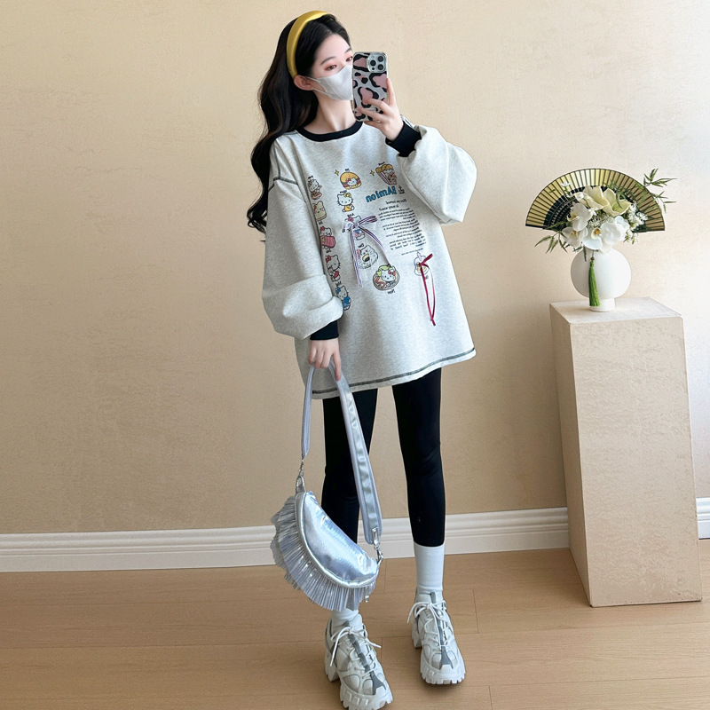 春の服の韓国版の妊婦のファッションは年齢を減らします。|undefined