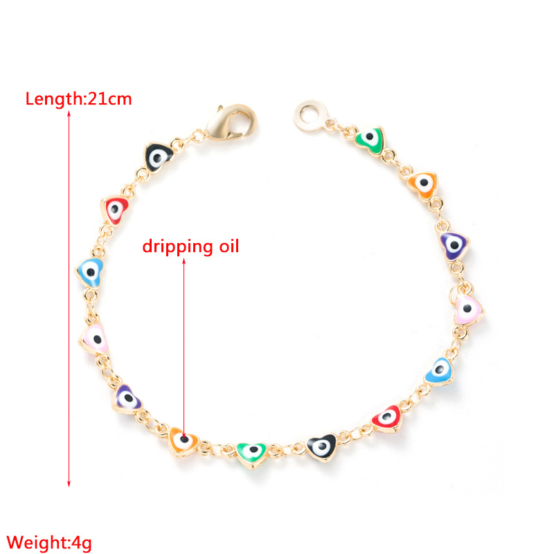 Fashion Creative Devil's Eye Micro-set Diamond Heart Floral Copper Bracelet display picture 1