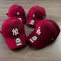47brandソフトトップ水洗い野球帽子nyヤンキースlaドジャースワインレッドサイズのロゴ