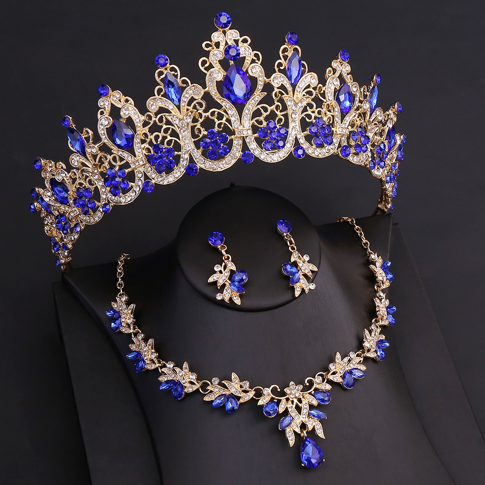 560g Weight Jewelry Set Classification Hair Accessories Earrings Necklace Quantity Holiday, Festival Occasion Artificial Crystal Material Solid Color Pattern All Seasons Season Women's Gender Queen, Shiny Style Hair Accessories Earrings Necklace Queen Shiny Solid Color Artificial Crystal Women's Jewelry Set 4
