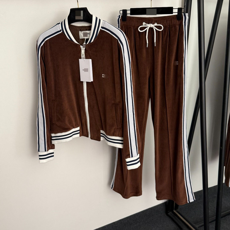 Shenzhen Nanyouhuo Velvet Suit with Side Webbing Splicing Long-Sleeved Zipper Jacket + Elastic Waist Casual Pants