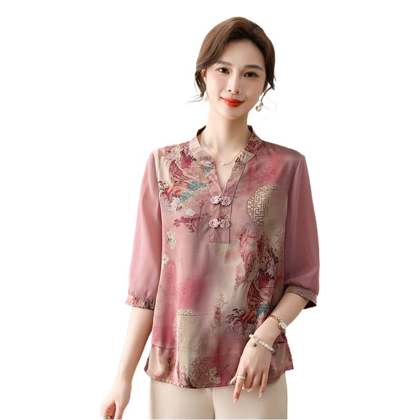 Летняя новая мама национальная рубашка с короткими рукавами