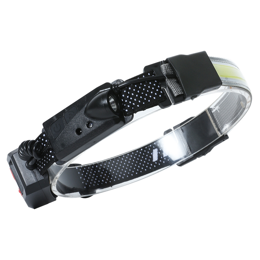 Transfronteriza de goma de carga USB impermeable doble fuente de luz noche corriendo cabeza lámpara COB al aire libre montañismo camping cabeza lámpara