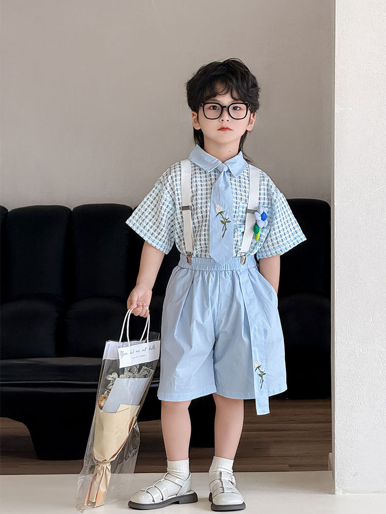 Подтяжки для мальчиков, летняя свежая детская рубашка, платье, костюм, для подиума