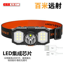 新款跨境led头灯户外照明cob迷你usb充电头戴式灯强光矿灯小头灯