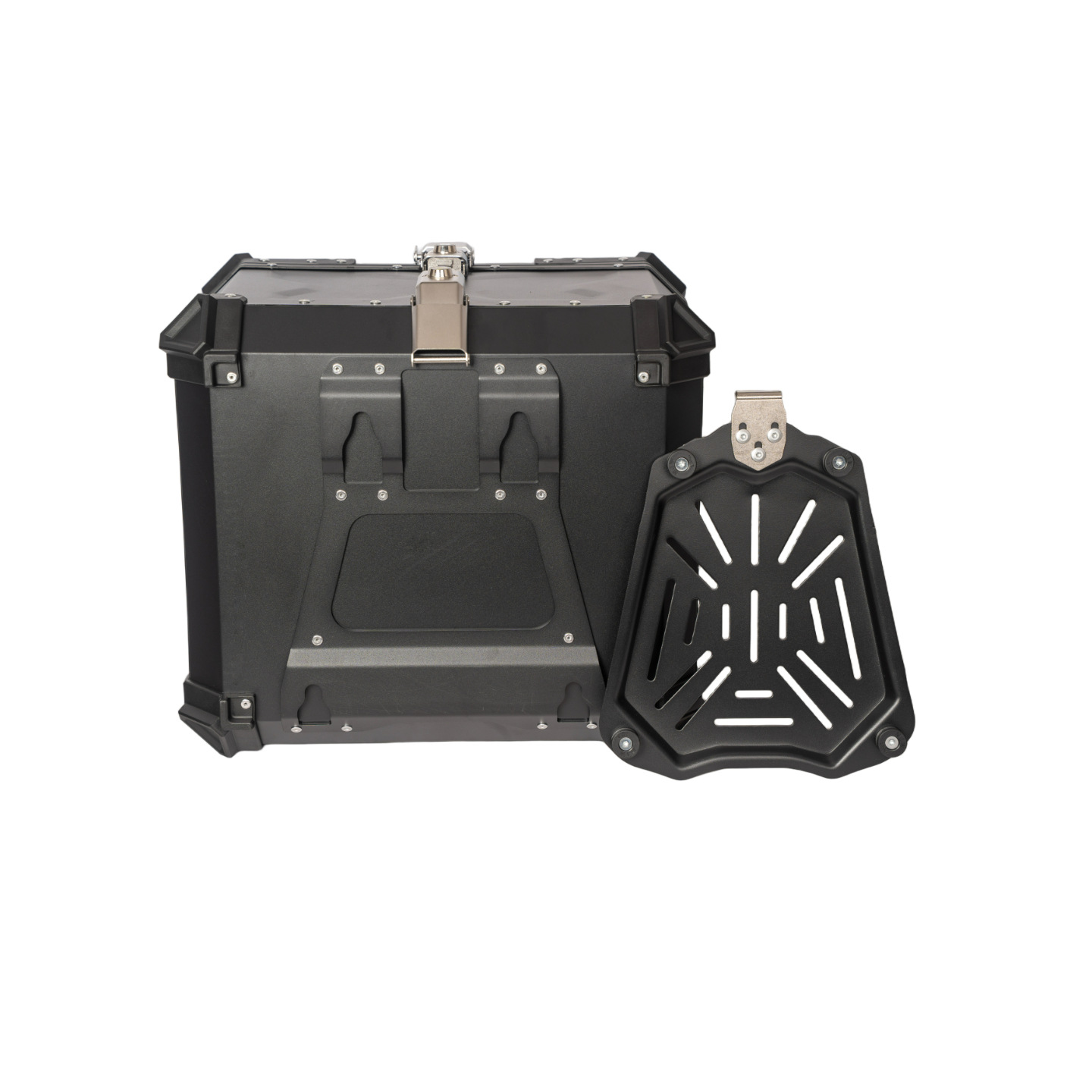 55L aluminum alloy tail box with interlayer, NFC password unlock, hidden compartment, anti-theft, waterproof, quick-release tail box