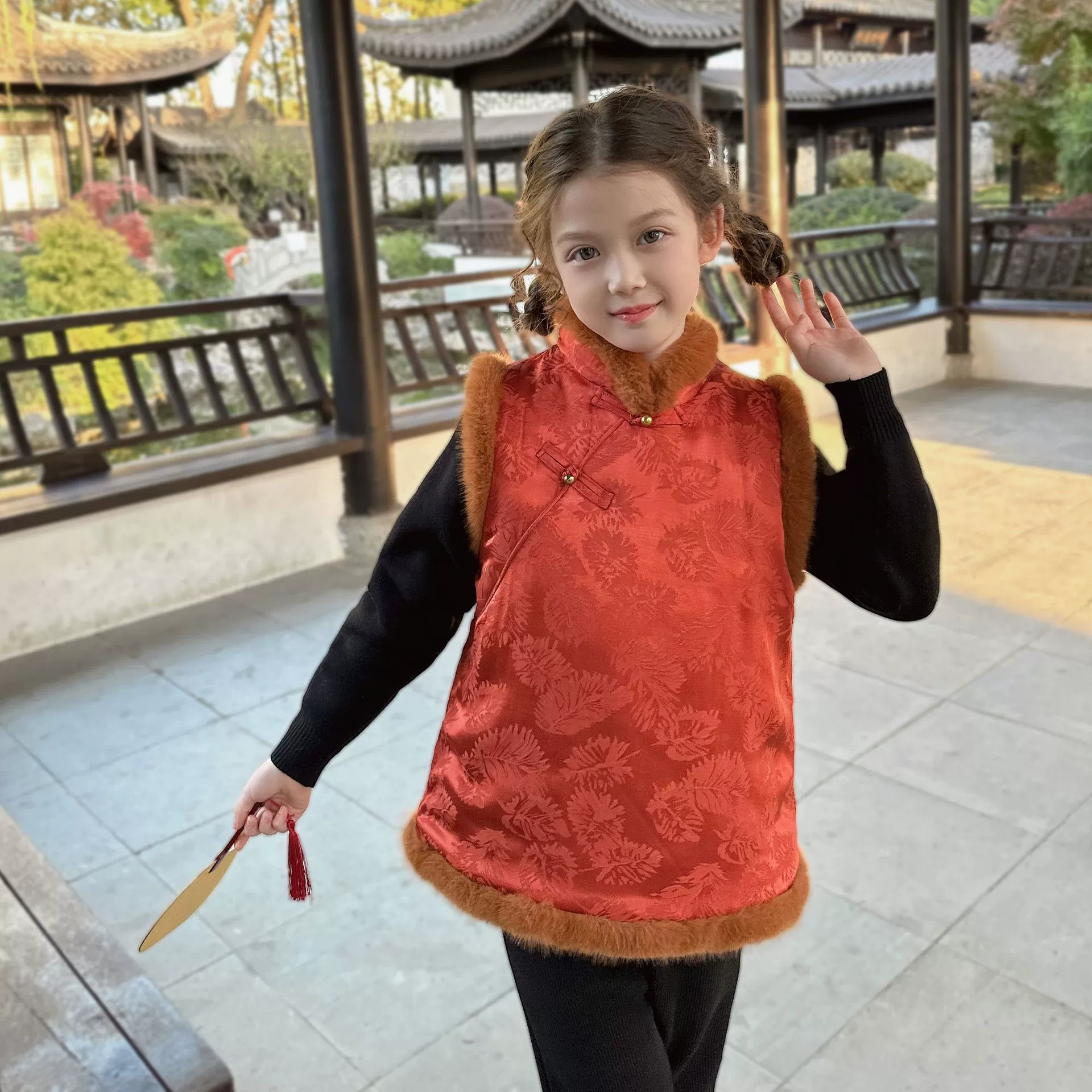 Новый китайский бархатный красный жилет для новогоднего зимнего платья 2024 Толстый новый ретро топ